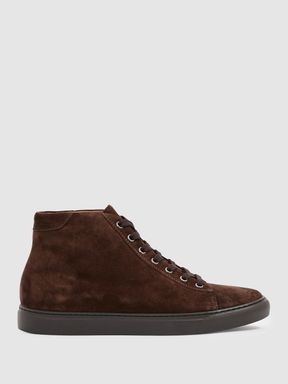 Dark Brown Harrys Of London Suede High-Top Trainers