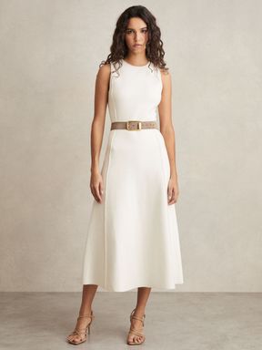 Ivory Reiss Nilo Seam Detail Knitted Midi Dress