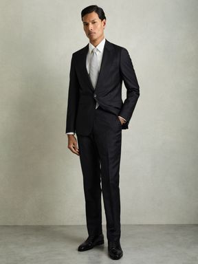 Navy Reiss Oscar Wool-Blend Suit Trousers