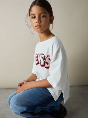 Pink Print Reiss Sandra Cotton-Jersey Logo T-Shirt