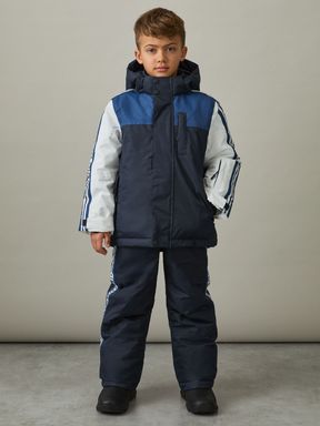 White/Navy/Blue Reiss Thoren Padded-Ripstop Ski Jacket