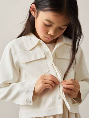 Ivory Reiss Joss Button-Through Cropped Shirt Jacket