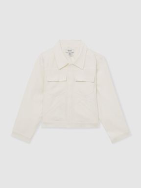 Ivory Reiss Joss Button-Through Cropped Shirt Jacket