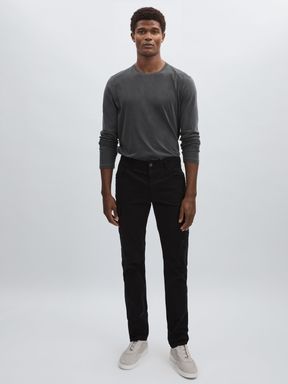 Black Paige Stretch-Cotton Slim Cargo Trousers