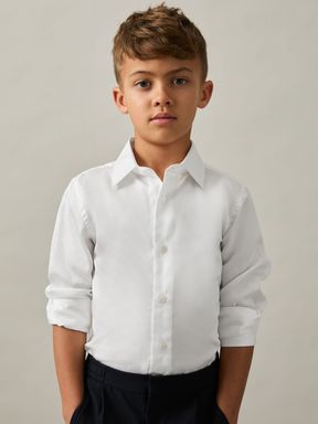 White Reiss Remote Slim-Fit Cotton Shirt