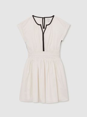 Ivory Reiss Lena Contrast Trim Ruched Dress