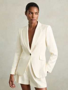 Cream Reiss Millie Single-Breasted Peak-Lapel Tailored Blazer
