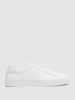 White Reiss Finley Leather Low-Top Trainers