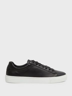 Black Reiss Finley Leather Low-Top Trainers