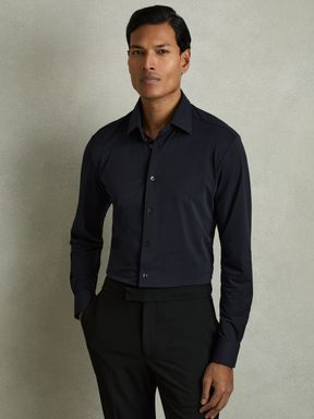 Navy Reiss Voyager Long Sleeve Travel Shirt