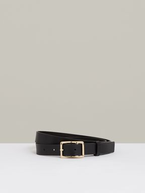 Black Reiss Mateo Leather Angled-Buckle Belt