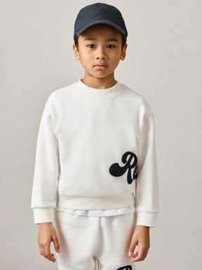 White Reiss Grover Cotton-Blend Logo Script Sweatshirt