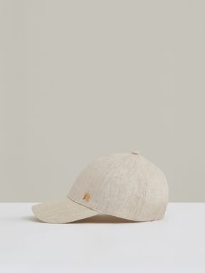 Neutral Reiss Lilly Linen Logo Baseball Cap