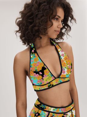 Multi Florere Printed Plunge Neck Bikini Top