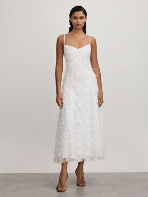 White Anna Quan Applique Drop Waist Maxi Dress