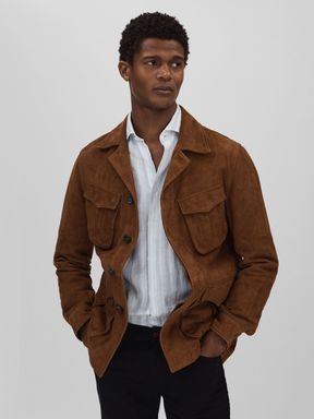 Brown Oscar Jacobson Single Breasted Workwear Jacket