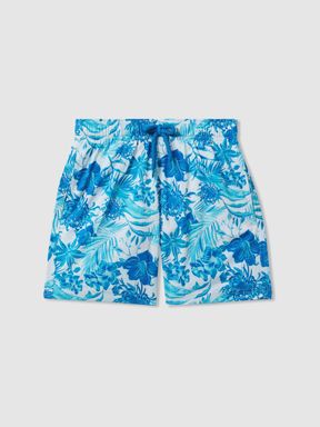 Blanc Blue Vilebrequin Tropical Print Swim Shorts