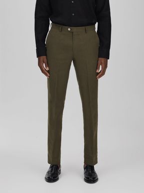 Green Oscar Jacobson Slim Fit Cotton Trousers