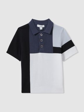 Blue Multi Reiss Charge Colourblock Polo Shirt