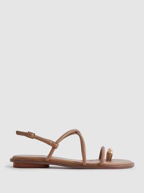Nude Reiss Molly Strappy Leather Sandals with Toe Ring