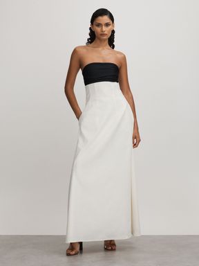 Ivory Anna Quan Linen-Jersey Strapless Maxi Dress