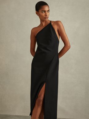 Black Reiss Suri One-Shoulder Bodycon Dress