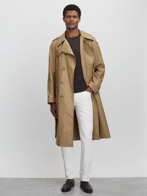 Beige Oscar Jacobson Cotton Trench Coat