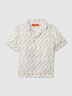 White Multi McLaren F1 Monte Carlo Cuban Collar Shirt