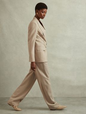 Neutral Reiss Sadie Wool Double Breasted Suit: Blazer
