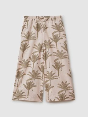 Neutral Reiss Klemee Linen-Cotton Drawstring Trousers