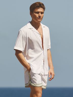 White Reiss Baller Ché Elasticated Waist Swim Shorts