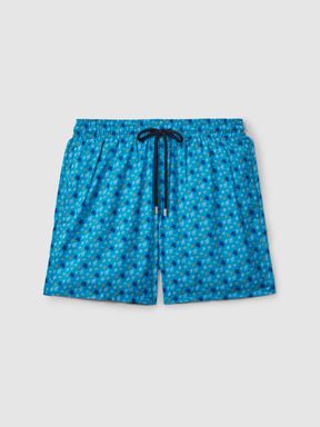 Bleu Hawai Vilebrequin Foldable Turtle Print Swim Shorts