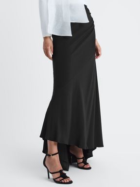 Black Reiss Maxine High Rise Fitted Maxi Skirt