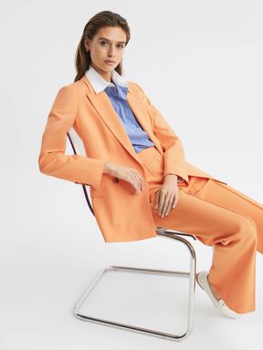 Orange Reiss Emmy Wool Blend Double Breasted Blazer