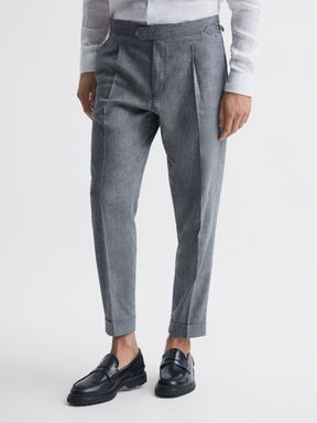 Indigo Reiss Map Tapered Side Adjuster Trousers