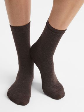 Mushroom Reiss Celine Fine Wool Loafer Socks