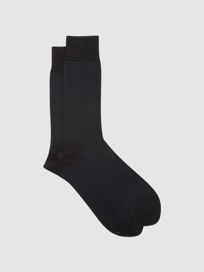 Black/Navy Reiss Mario Stripe Striped Socks