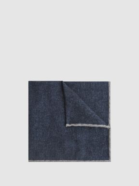 Indigo Reiss Halley Wool-Silk Blend Pocket Square