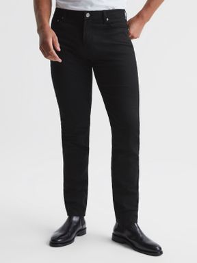 Black Reiss Kalkan Five Pocket Slim Fit Trousers