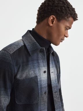 Blue Multi Reiss Idaho Wool Blend Check Overshirt