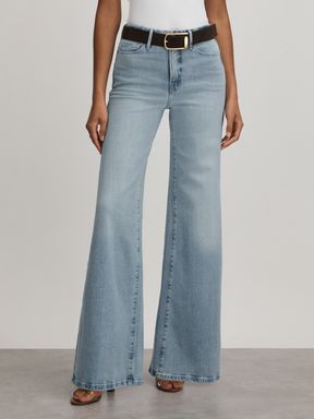 Pale Blue Good American Palazzo Jeans