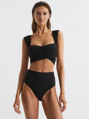 Black Reiss Cristina Wrap Design Bikini Top