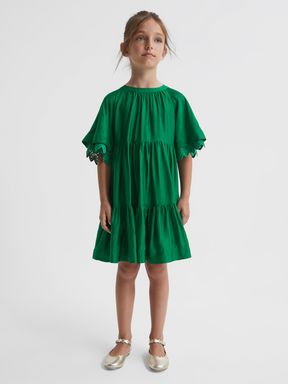 Green Reiss Alivia Lace Sleeve Dress
