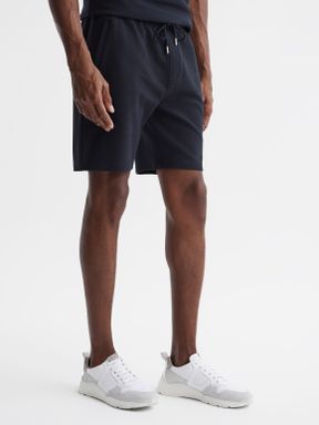 Navy Reiss Robin Textured Drawstring Shorts