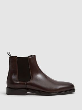 Brown Reiss Tenor Leather Chelsea Boots