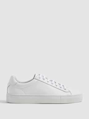 White Reiss Finley Lace-Up Leather Trainers
