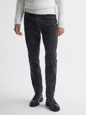 Steel Grey Reiss Wakefield Slim Fit Fine Cord Jeans