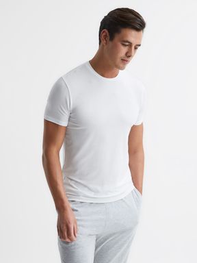White Reiss Aspen Crew Neck Mercerised Cotton Jersey T-Shirt