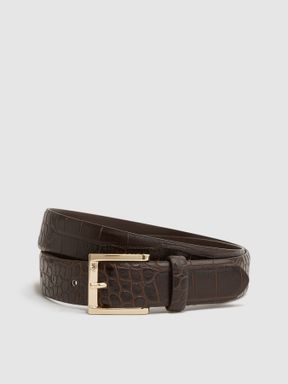 Chocolate Reiss Albany Leather Belt