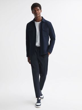 Navy Reiss Heron Tapered Trousers